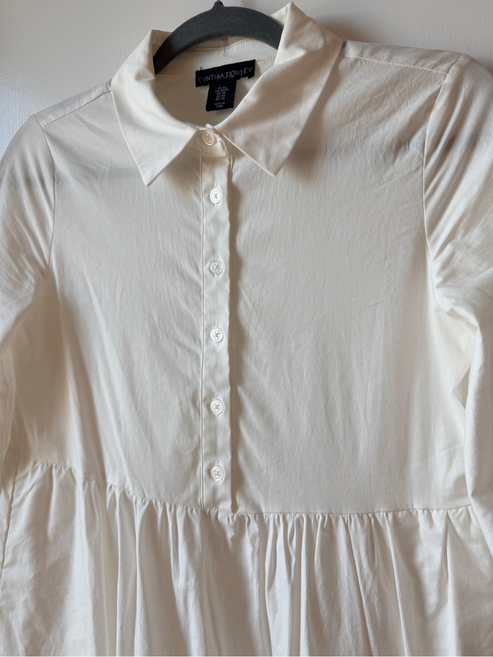 Cynthia Rowley Cream Button-Front Peplum Shirt - Picture 6 of 9